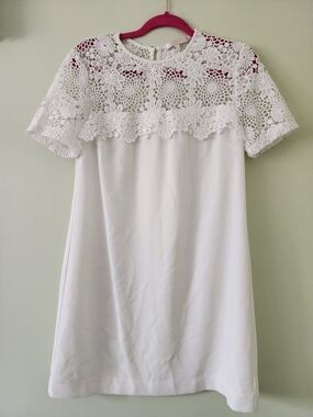Wayf White Crochet Mini Dress